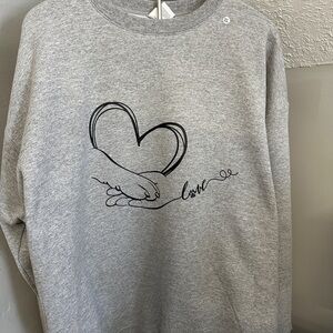 Gray Sweatshirt for Dog Lovers with Heart, Paw, Hand and Love Design XL